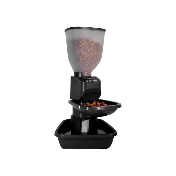 Feeding Friend® Automatic Dog & Cat Food Feeder with Water Dispenser – Smart Pet Feeder with Portion Control, OLED Display, Anti Jam Design, Battery Operated Dispenser for Medium Pets 15-30 - Black