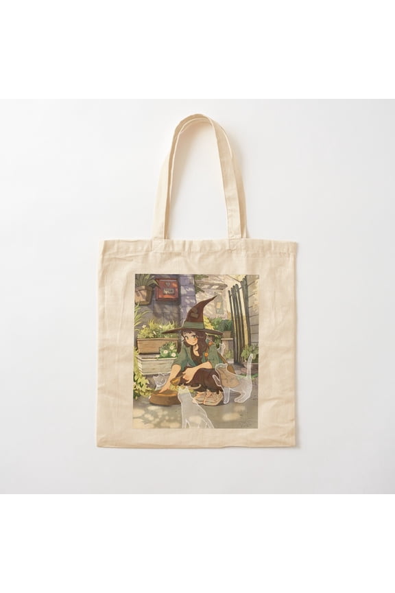Feeding Ghost Cats Canvas Tote Bags, Reusable Shopping Bag