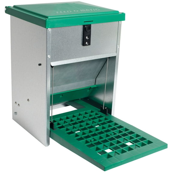 Feedomatic Automatic Chicken Feeder 11lb (5kg) by Hatching Time  Treadle-Operated Pest-Proof Poultry Feeder, Adjustable Sensitivity, Steel/Plastic Build