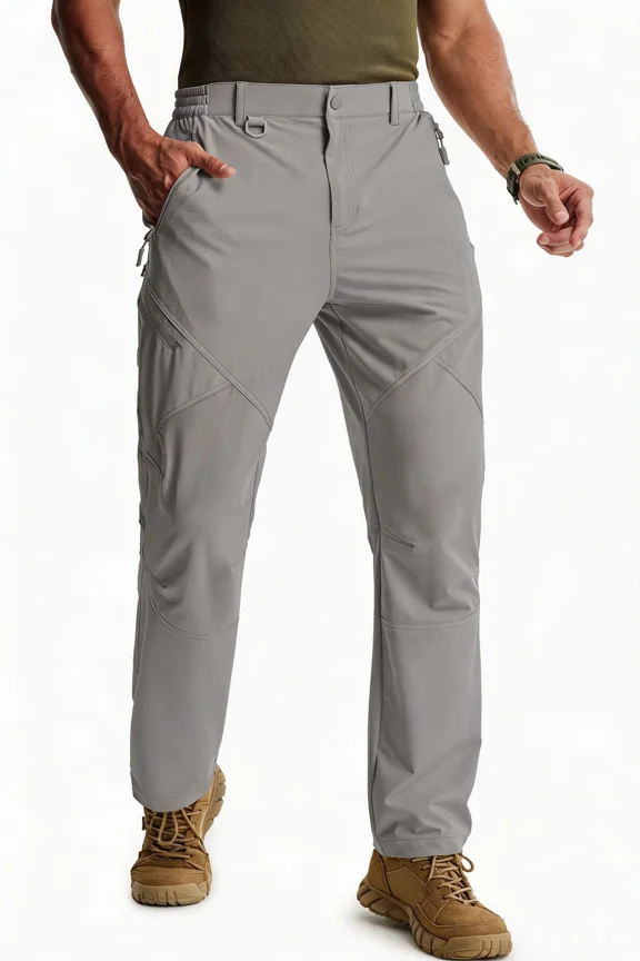 Men's Hiking Pants, Lightweight Tactical Cargo Pants, Quick Dry Water Resistant Stretch Travel Trousers with Zipper Pockets