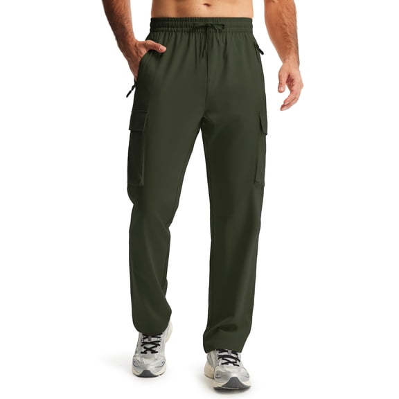 Feekit Men’s Hiking Pants Quick Dry Cargo Pants Lightweight Elastic Waist Water Resistant Outdoor Travel Athletic Pants with 5 Pockets UPF 50