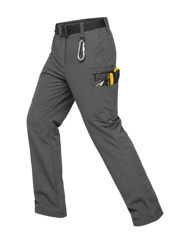 Men's Work Pants, Water-Resistant Stretch Hiking Cargo Pants with 9 Pockets