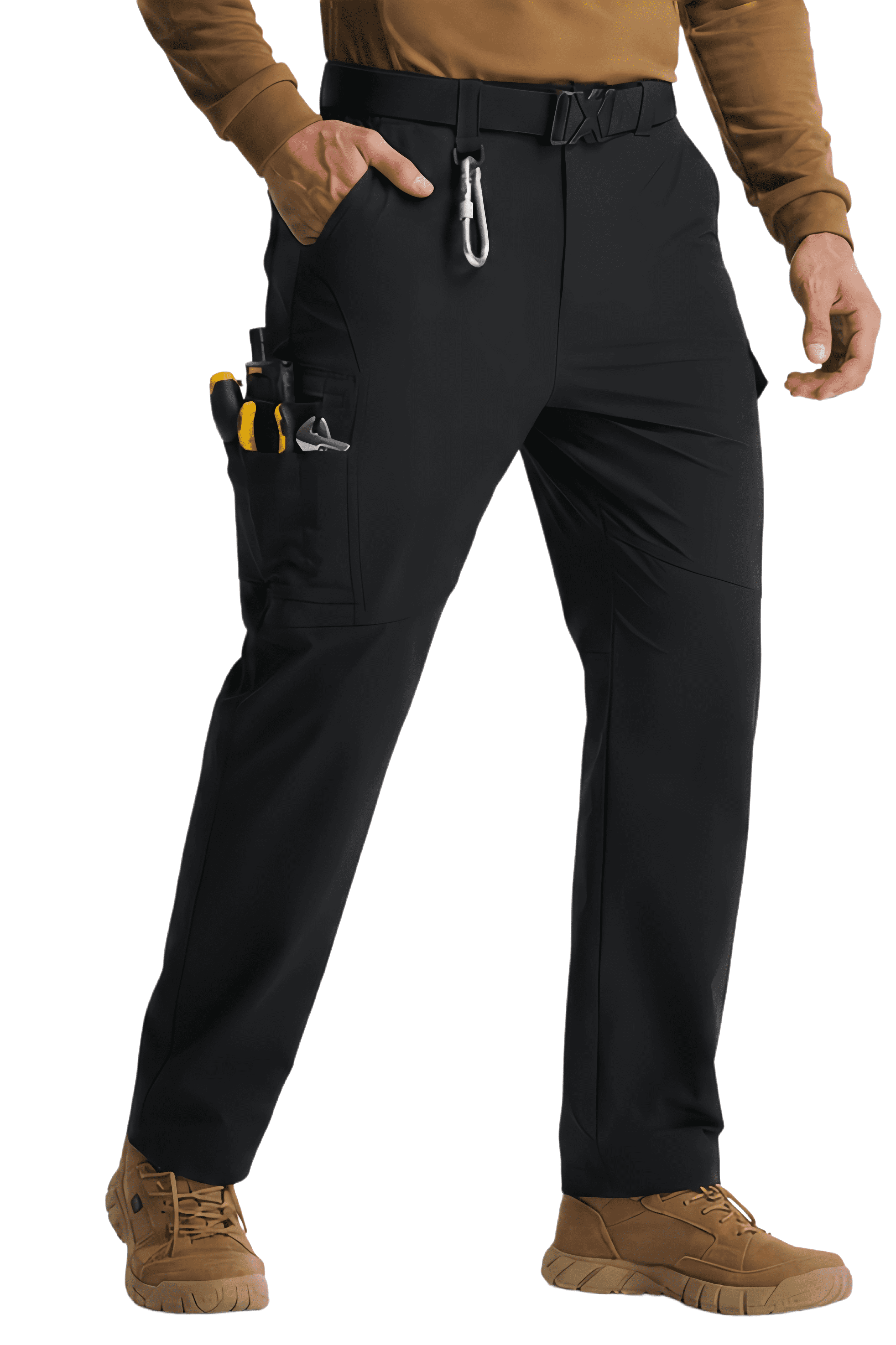 Men's Work Pants, Water-Resistant Stretch Hiking Cargo Pants with 9 Pockets