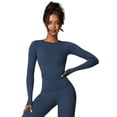 thumbnail image 1 of Feekit Women's 2-Piece Workout Set, Long Sleeve Backless Top & High Waist Athletic Pants, Quick-Dry Running & Yoga Tracksuit, 1 of 7