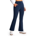 thumbnail image 1 of Feekit Women's Fleece Lined Flare Pants, High Waisted Stretch Casual Pants with Zipper Pockets, Soft Warm Yoga Pants for Everyday Wear, 1 of 9