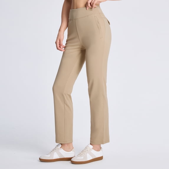 Women’s Fleece Lined Pants, High Waisted Stretch Casual Pants, Warm Tapered Straight Leg Pants for Fall & Winter, Golf, Hiking, Work & Everyday Wear, 29"/31"