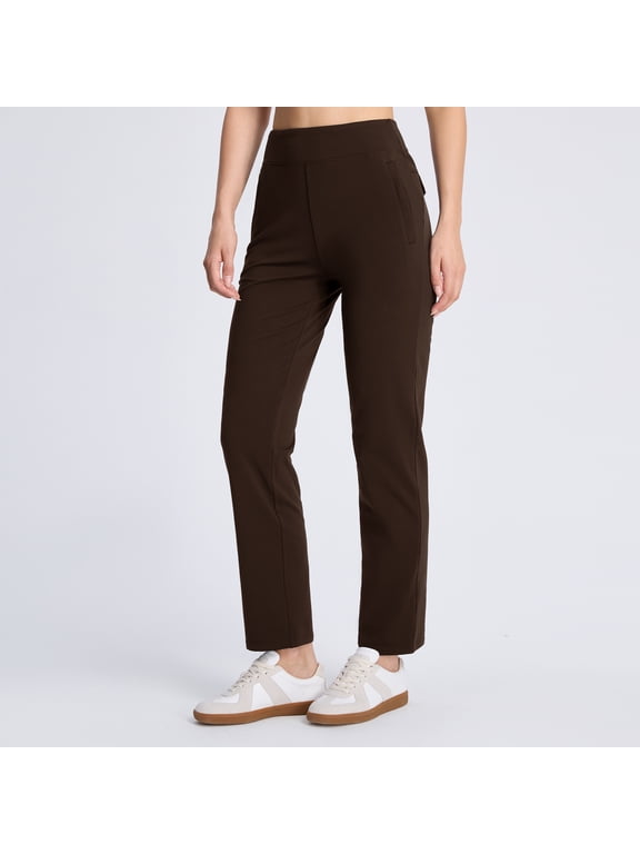 Women’s Fleece Lined Pants, High Waisted Stretch Casual Pants, Warm Tapered Straight Leg Pants for Fall & Winter, Golf, Hiking, Work & Everyday Wear, 29"/31"