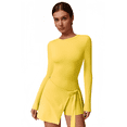 thumbnail image 1 of Feekit Women's Long Sleeve Tennis Golf Dress with Built-in Shorts High Stretch Athletic Workout Romper Skort Dress with Thumb Holes, 1 of 8