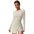 thumbnail image 1 of Feekit Women's Long Sleeve Tennis Golf Dress with Built-in Shorts High Stretch Athletic Workout Romper Skort Dress with Thumb Holes, 1 of 8