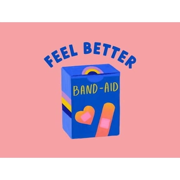 Feel Better Greeting Card, Colorful Band-Aid Design for Get Well Soon, Ideal for Friends and Family