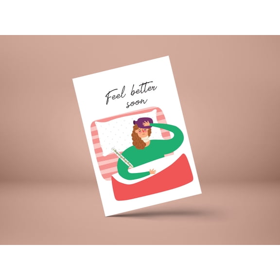 Feel Better Soon Card for Get Well Wishes Cheerful Illustration with Comforting Message Blank Inside, Perfect for Sending Love and Support to Friends and Family