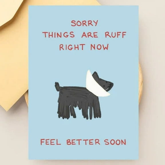 Feel Better Soon Card Humorous Dog Illustration with Uplifting Message Ideal Get Well Soon Card for Friends, Family, or Pet Owners Envelope Included