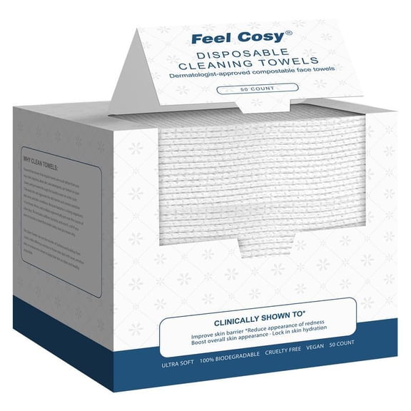 Feel Cosy XL Disposable Face Towels,Ultra Soft & Eco-Friendly,For Makeup Removal & Skincare
