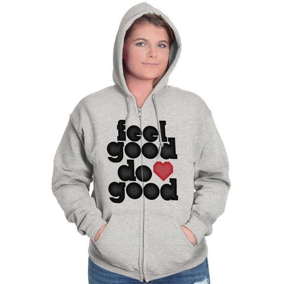 Feel Do Good Heart Inspiring Saying Womens Plus Size Graphic Zipper Hoodie Brisco Brands 5X