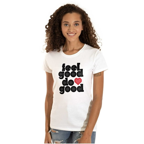 Feel Do Good Heart Inspiring Saying Womens Fitted Plus Size Graphic Tee Brisco Brands 3X
