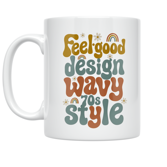 Feel-Good 70s Aesthetic Design - Nostalgia Enthusiast - 11 oz Ceramic Coffee Mug
