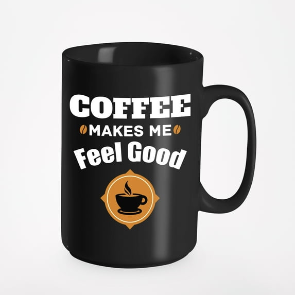 Feel Good. Cute, Black 15oz Ceramic Mug