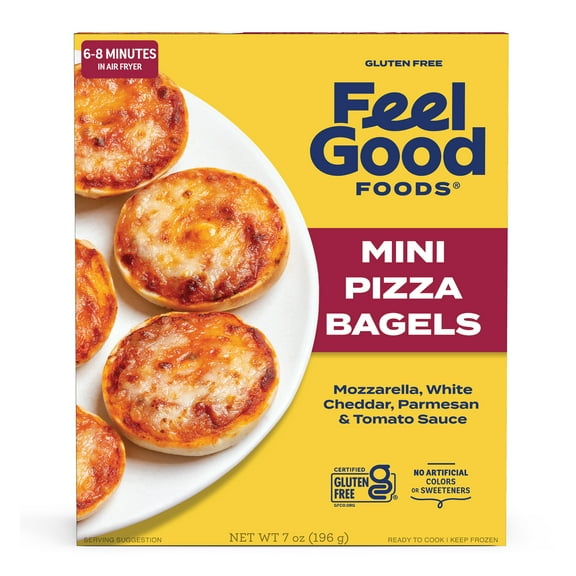 Feel Good Foods Gluten Free Three Cheese Mini Pizza Bagels - 7 Ounce
