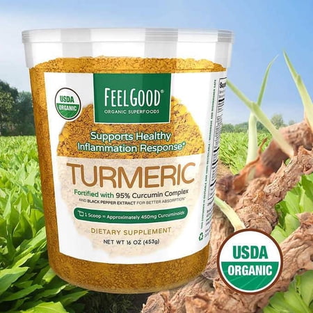 Feel Good USDA Organic Turmeric Powder, 16 Ounces