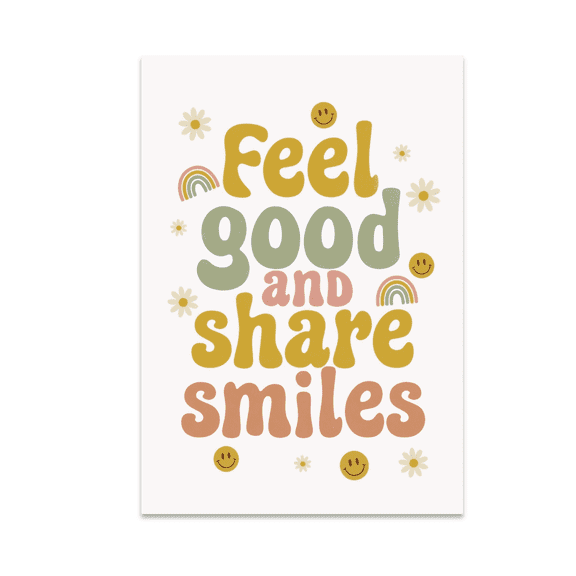 Feel Good and Share Smiles - Nostalgic Wall Art - 13x19 Poster Print