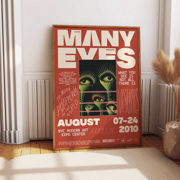 Many Eyes Visual Illusion Poster – Surrealist Art Exhibition – Typographic Optical Wall Art – Nyc Gallery Show Poster Poster Or Print Wall Art, Modern Wall Decor, 8x12 UNFRAMED