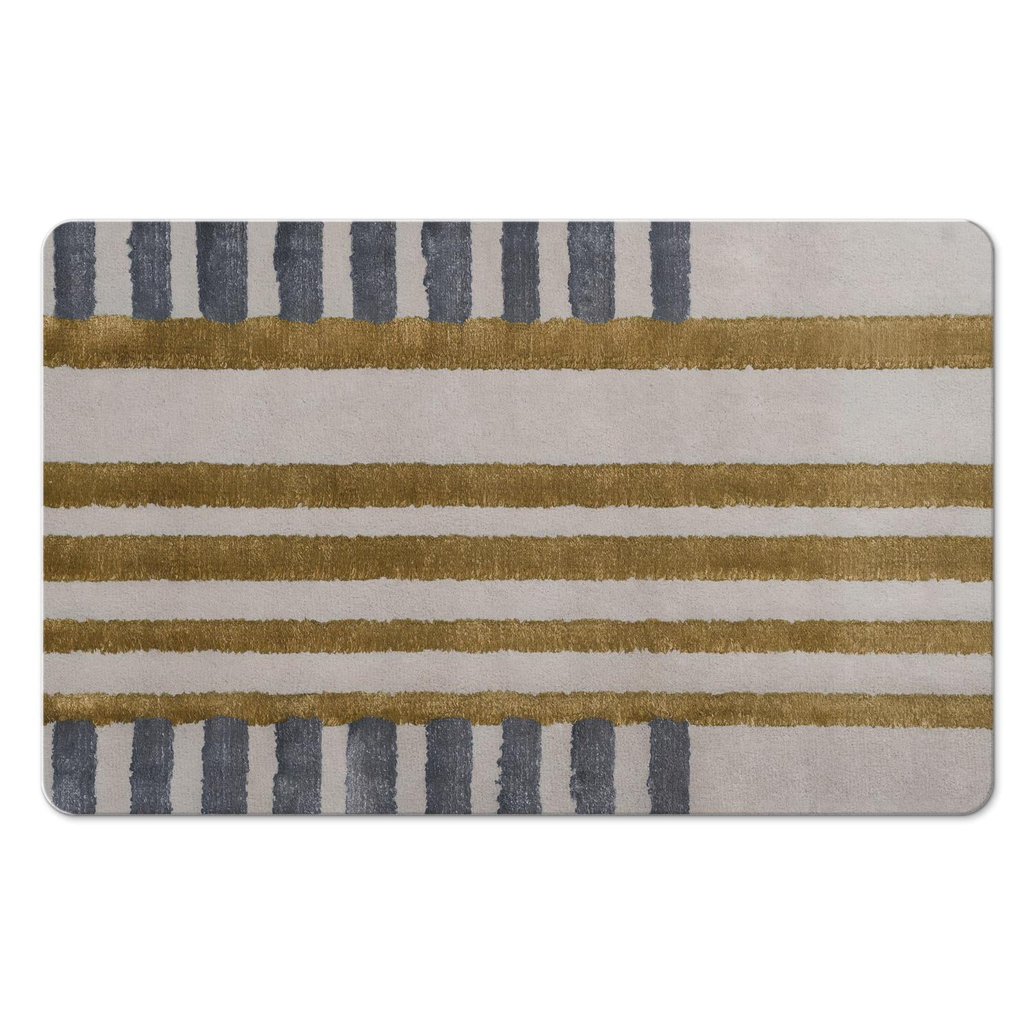 Feel Luxury with our Striped Microfiber Bathroom Rugs – Extra Thick 20x32in Bath Mat, Super Absorbent, Anti-Slip, Machine Washable, Perfect for Tub and Shower