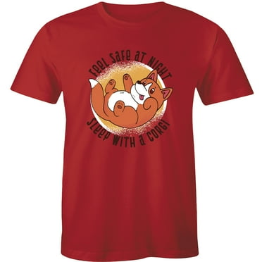 Feel Safe at Night Sleep With a Corgi Funny Cute Dog-Lover Men's T-Shirt
