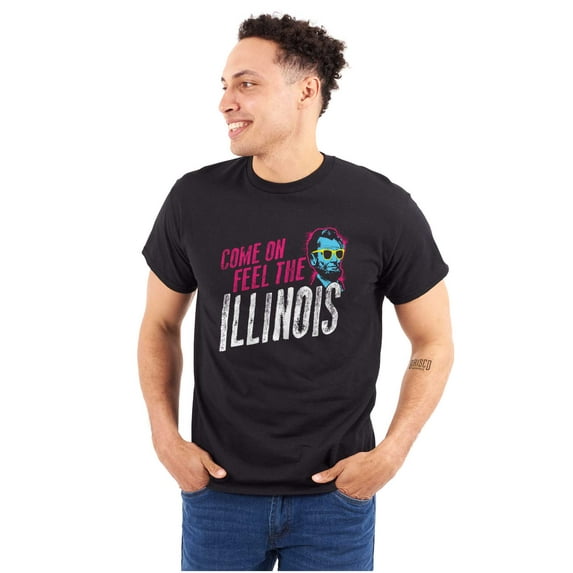 Feel the Illinois Funny Cool Lincoln Plus Size Crewneck Graphic Tee Shirt Brisco Brands 2X
