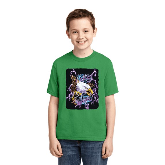 Feel the Wind Retro Heavy Metal Bald Eagles Animal Lover Boys Graphic Youth T-Shirt
