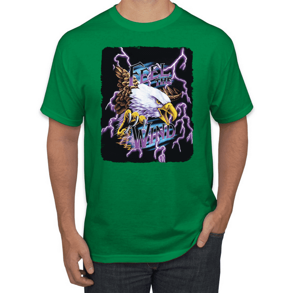 Feel the Wind Retro Heavy Metal Bald Eagles Animal Lover Graphic T-Shirt