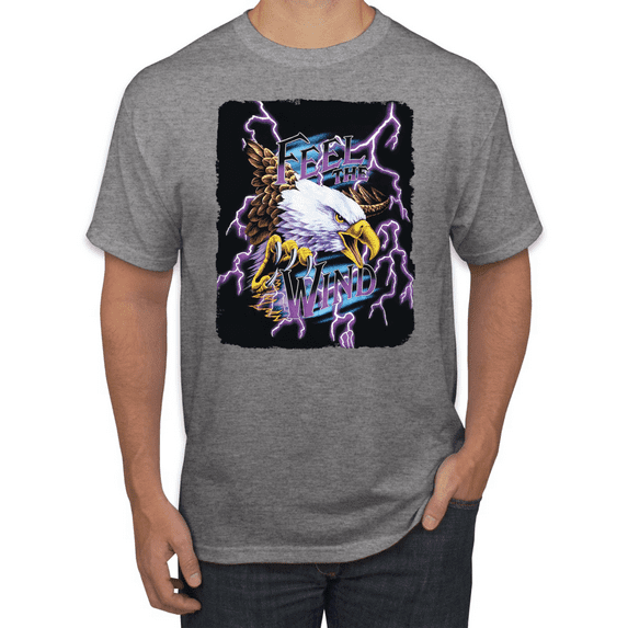 Feel the Wind Retro Heavy Metal Bald Eagles Animal Lover Graphic T-Shirt