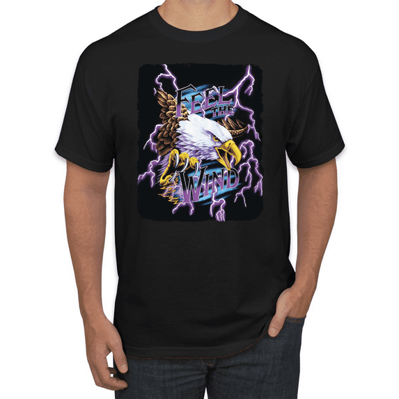 Feel the Wind Retro Heavy Metal Bald Eagles Animal Lover Graphic T-Shirt