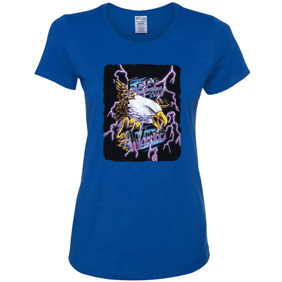 Feel the Wind Retro Heavy Metal Bald Eagles Animal Lover Womens Graphic T-Shirt