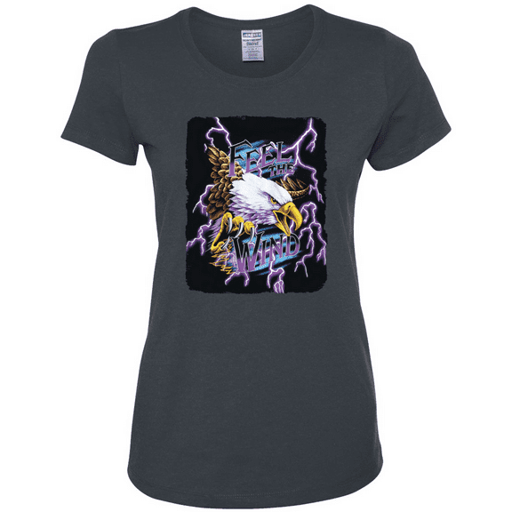 Feel the Wind Retro Heavy Metal Bald Eagles Animal Lover Womens Graphic T-Shirt