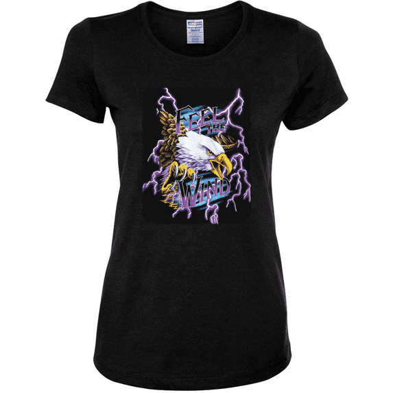 Feel the Wind Retro Heavy Metal Bald Eagles Animal Lover Womens Graphic T-Shirt
