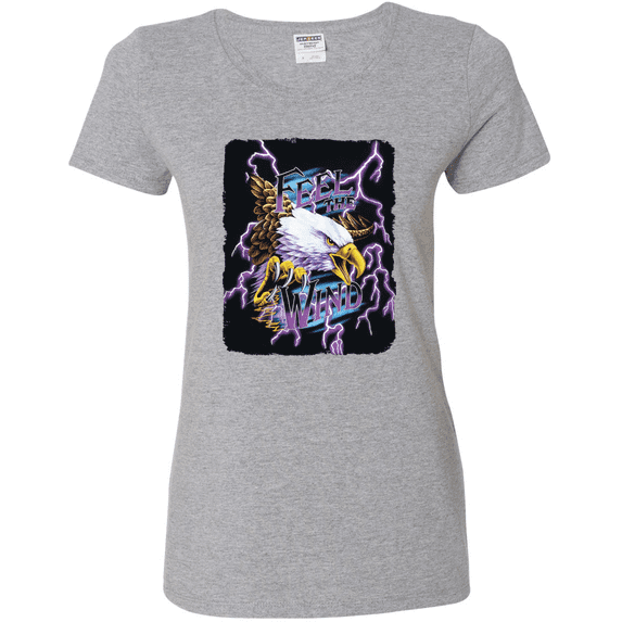 Feel the Wind Retro Heavy Metal Bald Eagles Animal Lover Womens Graphic T-Shirt