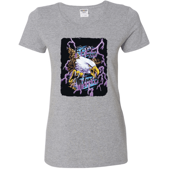 Feel the Wind Retro Heavy Metal Bald Eagles Animal Lover Womens Graphic T-Shirt