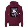 thumbnail image 1 of Feel the Wind Retro Heavy Metal Bald Eagles Fashion Graphic Hoodie Sweatshirt, Maroon, Medium, 1 of 1