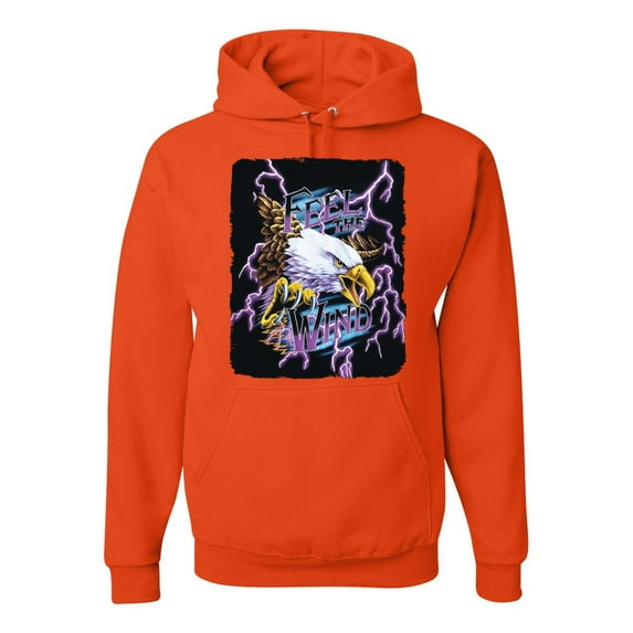 Feel the Wind Retro Heavy Metal Bald Eagles Fashion Graphic Hoodie Sweatshirt, Orange, 3XL