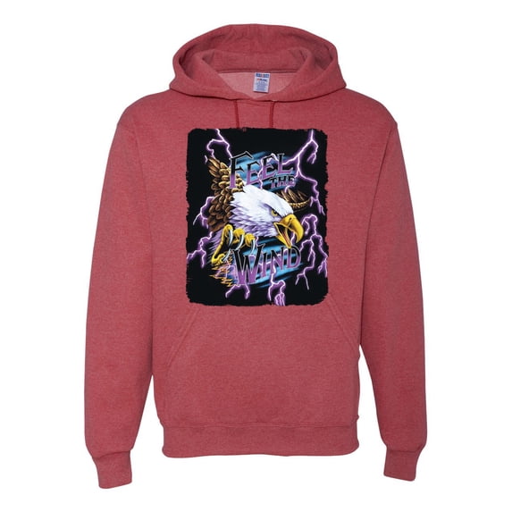 Feel the Wind Retro Heavy Metal Bald Eagles Fashion Graphic Hoodie Sweatshirt, Vintage Heather Red, 3XL