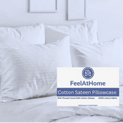 FeelAtHome Pillow Protector Zippered Pillow Covers for Comfort & Protection, Queen, White, 2 pk