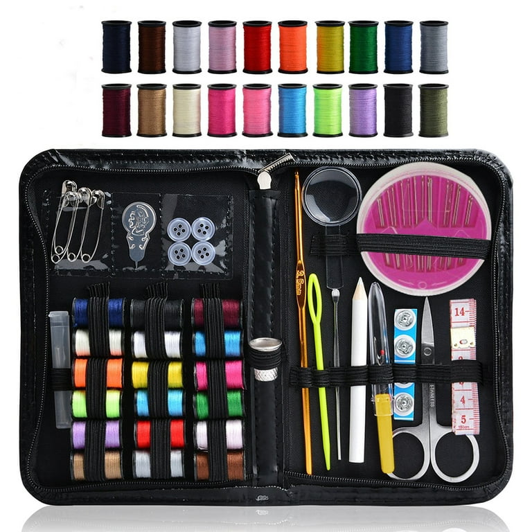 Sewing Kit,Sewing Bag Set, Portable Sewing Kit - DIY Supplies with  Accessories, Ideal for Adults, Beginners, Travelers and More. Includes  Black