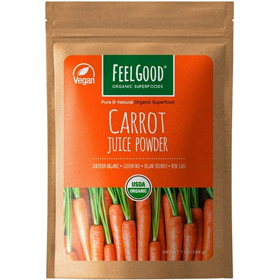 FeelGood Organic Superfoods Carrot Juice Powder, Vegan, NonGMO, Gluten