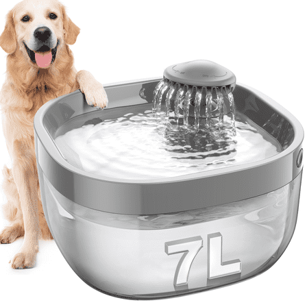 FeelNeedy 7L/237oz Pet Fountain, Large Dog Cat Water Fountain Dispenser with 2 Filters for Small/Medium/Large Dogs, Cats, Multiple Pets, Gray