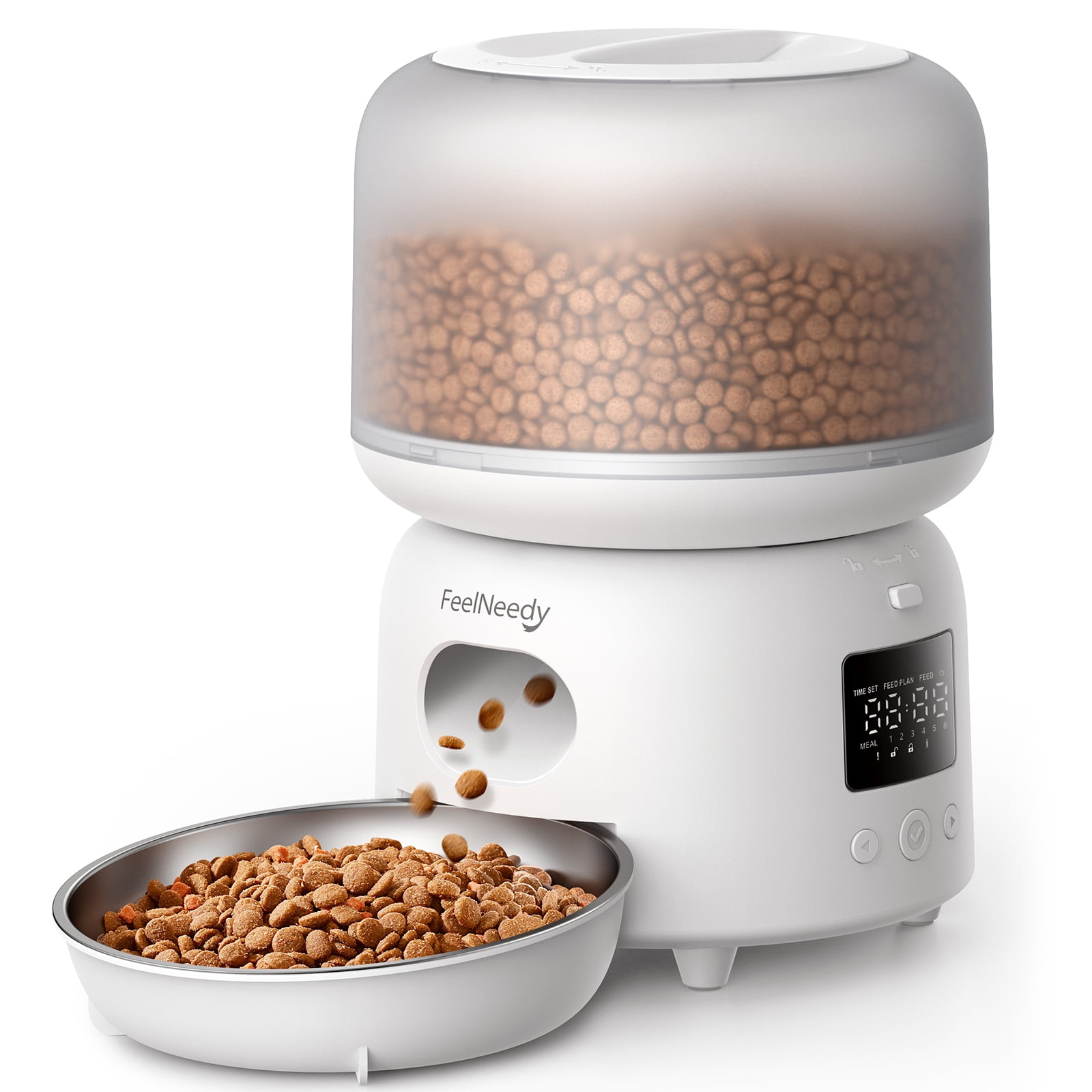 FeelNeedy Automatic Cat Feeder 3L Timed Pet Feeder with Stainless Steel Bowl Food Dispenser for Cats and Dogs