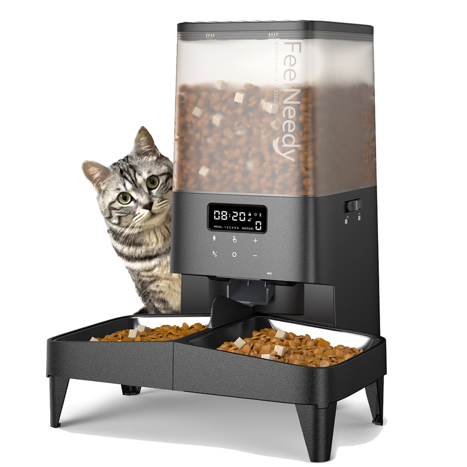 FeelNeedy Automatic Cat Feeder, 5L Timed Pet Food Dispenser, Elevated