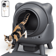 FeelNeedy Self Cleaning Cat Litter Box, 65L Large Automatic Litter Box with App Control Monitoring, Dual Safety Sensor, Odor Control, Includes Litter Mat and Waste Bags, Gray