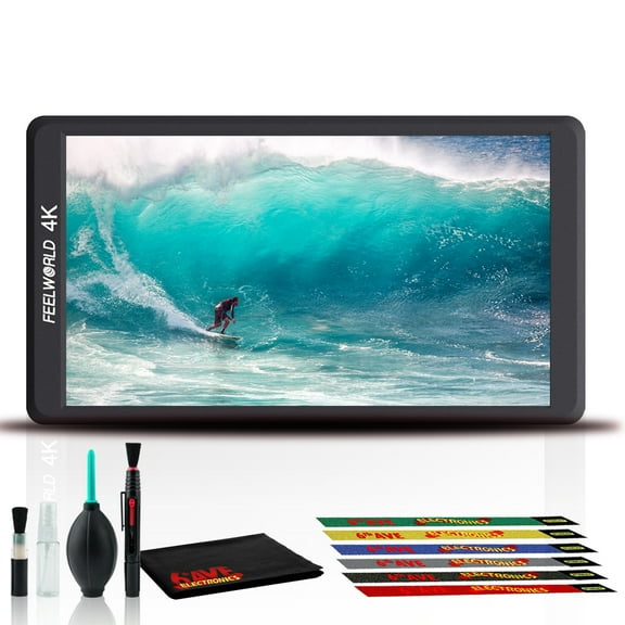 FeelWorld F570 5.7" 4K HDMI On-Camera Monitor + 6Pk Cable Ties + Cleaning Kit