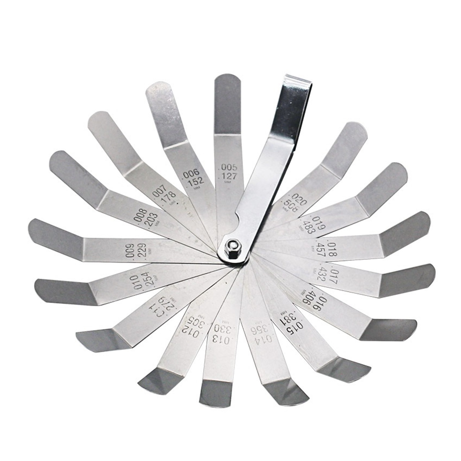 Feeler Gauge Metric 0.127-0.508mm 0.005-0.020 Inch Valve Offset Feeler Gauge High Strength 16 Blade Easy To Use ,Easy to Use