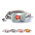 thumbnail image 1 of Feelers Cat Collar with Bow & Bell, Flower Embroidery Decoration Collars, 1 Pack, Blue, 1 of 4